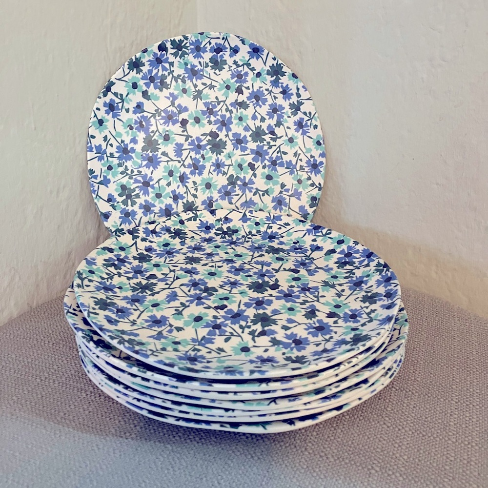Floral Blue and White Dessert Plates (8)